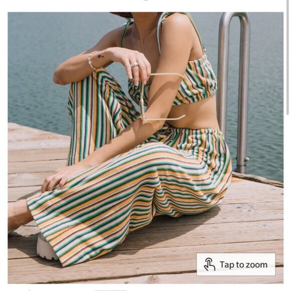 Boheme goods green stripe terry trouser - Picture 3 of 4